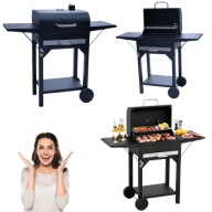 GRILL WĘGLOWY DUŻY OGRODOWY ZAMYKANY Z KOMINEM POKRYWĄ TERMOMETR PÓŁKI