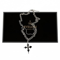 Naszyjnik krzyż z czarnym sercem łańcuch unisex punk goth retro 55cm