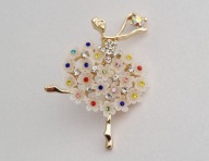 ELEGANCKA BROSZKA CYRKONIE AKRYL BALETNICA