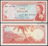 BNE - KARAIBY 1 Dollar Dolar 1965 B94 863399 # GRENADA # P13j # UNC