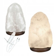 Lampa solna ALBA biała sól himalajska drewniana podstawka