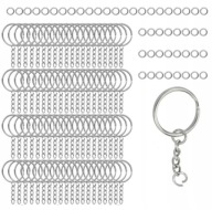 100x Breloki DIY + 100 kółek split ring – Srebrne