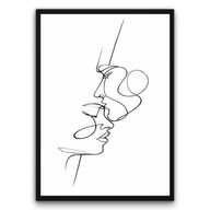 Plakat z ramą 30x40cm Beige Line Couple Para Minimalizm Beż Sztuka Hit