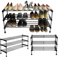 REGAŁ NA BUTY TELESKOPOWY CZARNY ROZKŁADANY 3 PÓŁKI 93X46X29 CM