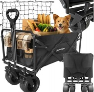 WÓZEK SKŁADANY ogrodowy transportowy POJEMNY 120L z SIATKĄ POKROWCEM 100kg