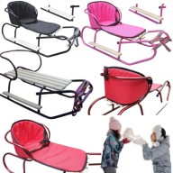 SANKI METALOWE ZIMOWE BASIC Z OPARCIEM GRUBY MATERAC PASY DLA DZIECI