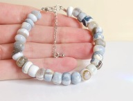 Naturalny OPAL PERUWIAŃSKI niebieski oponki bransoletka