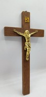 stary KRZYŻ - krzyżyk krucyfiks do zawieszenia ma 25 cm - drewno metal