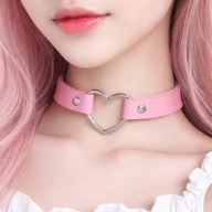 Choker Różowy Serce Regulowany 36-40 cm Kawaii Goth Sweet