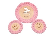 Zestaw podstawki z uśmiechem na filiżankę + tacuszka ręcznie dziergane.