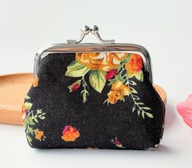 Portmonetka damska w kwiaty bigiel mała retro na monety