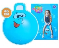 PIŁKA DO SKAKANIA GUMOWA REHABILITACYJNA Z UCHWYTEM NIEBIESKA 45 cm