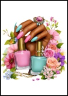 A2 PLAKAT DO SALONU MANICURE URODY, PLAKAT DLA KOSMETYCZKI PAZNOKCIE LAKIER