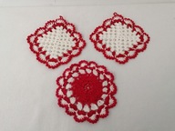 PRACA RĘCZNA SZYDEŁKO FOLKOWE GRUBE UCHWYTY PODKŁADKI SERWETKI 3 szt. nr.9