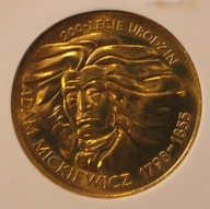 2 ZŁ ZŁOTE 1998 GN ADAM MICKIEWICZ - GRADING GCN MS68, RZADKOŚĆ