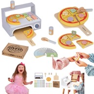 DREWNIANY ZESTAW DO PIECZENIA PIZZY DLA DZIECI DO ZABAWY PRZYBORY KUCHENNE