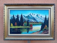 STARY OBRAZ OLEJNY PŁÓTNO sygnowany