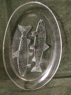 Szklany półmisek RYBY Ząbkowice czasów PRL-u