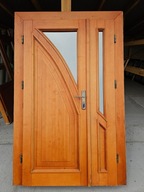 DRZWI Zewnętrzne Drewniane Olchowe Dwuskrzydłowe Wejściowe 123x214cm