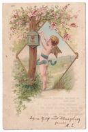 Amor dziecko kwiaty 1901r. Litografia obieg Królewiec do Szczecin Grabowo