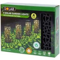 4 x LAMPA SOLARNA LED Czarna Słupek Filar Ażurowy Wzór 33 cm ZESTAW
