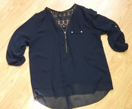 Granatowa bluzka mgiełka M koronka New Collection