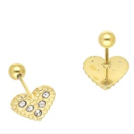 64726 Kolczyki złota stal chirurgiczna piercing serduszka z cyrkoniami