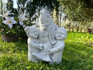 FIGURA BETONOWA Japońskie Dzieci z Rybą Koi Figura Ogrodowa 47 cm Duże