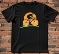Koszulka z rowerem. Pomarańcze słońce T-shirt