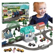 Pociąg Elektryczna Ciuchcia Kolejka Miasteczko Tory Most Zestaw WOOPIE