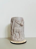 Świeca sojowa bezzapachowa wolnostojąca rustykalna jelonek.Podstawka gratis