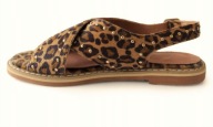 Sandały płaskie damskie panterka dł.24 cm r. 37