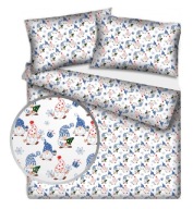 pościel bawełna lux 140x200 1x70x80 guzik B 590 wesołe gnomki czerwono nieb