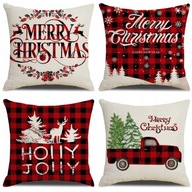 4x POSZEWKA NA PODUSZKĘ ŚWIĄTECZNA 45x45 POSZEWKI DEKORACYJNE JASIEK ŚWIĘTA