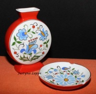 Wazonik kaszubski porcelanowy z popielniczką Lubiana