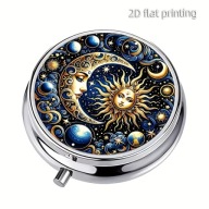 ETUI PUDEŁKO NA LEKI ,METAL ,SŁOŃCE I KSIĘZYC BLIŻNIĘTA MAGIA PIĘKNE MODNE