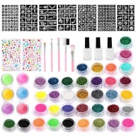 DUŻY ZESTAW DO TATUAŻY BROKATOWYCH SZABLONY TATUAŻE DIY BROKAT DLA DZIECI