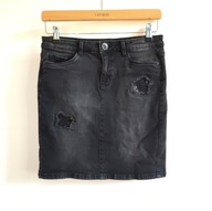 Mini spódnica jeansowa C&A 36 czarny basic jeans used (605)