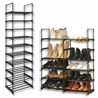 SZAFKA NA BUTY STOJAK REGAŁ PUŁKA WOLNOSTOJĄCA 10 POZIOMÓW CZARNA 174x45x30