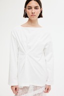 H & M top bluzka biała drapowana asymetryczna dekolt w łódkę PREMIUM boho
