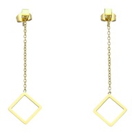 51799 Kolczyki złota stal chirurgiczna romby na łańcuszkach