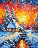 R. Marciniak "Stary młyn" obraz olejny na płótnie 50cm x 40cm