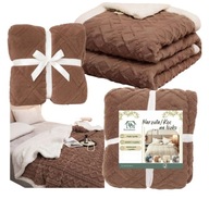 DUŻY MIĘKKI KOC NARZUTA PLED NA ŁÓŹKO CIEPŁY 220X230 GRUBY DWUSTRONNY BRĄZ