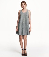 H & M sukienka rozkloszowana babydoll oversize wzór trapezowa groszki boho