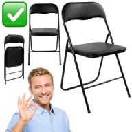 KRZESZŁO OGRODOWE CZARNE METALOWE UNIWERSALNE BIUROWE CZARNE SKŁADANE MOCNE