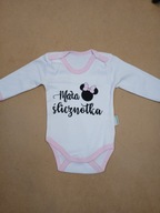 Body dziecięce niemowlęce długi rękaw z nadrukiem rozmiar 68