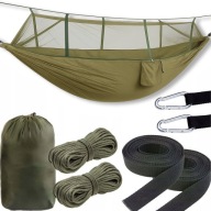 HAMAK Z MOSKITIERĄ TURYSTYCZNY OGRODOWY PODRÓŻNY SURVIVALOWY DUŻY CAMPING