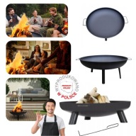 DUŻE PALENISKO OGRODOWE STALOWE 100CM Z POGRZEBACZEM GRILL KOCIOŁEK OGNISKO