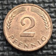 *NIEMCY [0206]*2 fenigi 1959 *J* Niemcy Zachodnie (RFN) Kłosy, Liście dębu