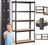 REGAŁ MAGAZYNOWY METALOWY DREWNIANY WCISKANY CZARNY 180x90x40cm 875KG DOOC